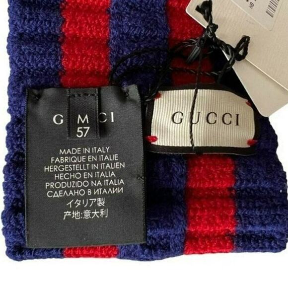 GUCCI Blue and Red Wool Headband w/ Tags and Box, M57 - Picture 5 of 10